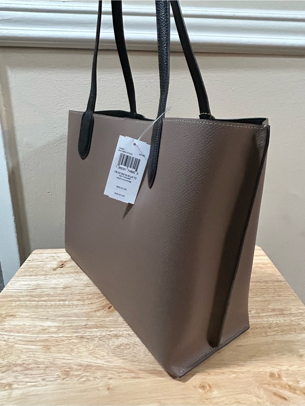 Coach Brown Leather Tote with Black Handles - Picture 9 of 16